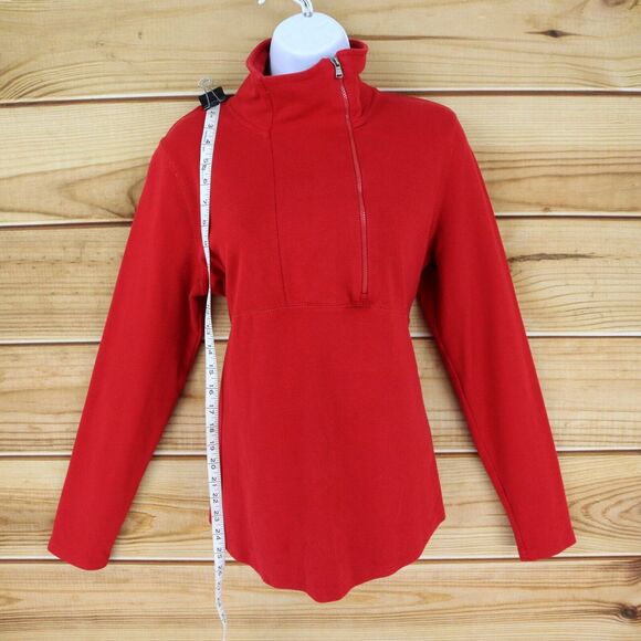 American Living Offset 1/4 Zip Pullover Jacket Womens Sz L Red Cotton Blend - Picture 3 of 7